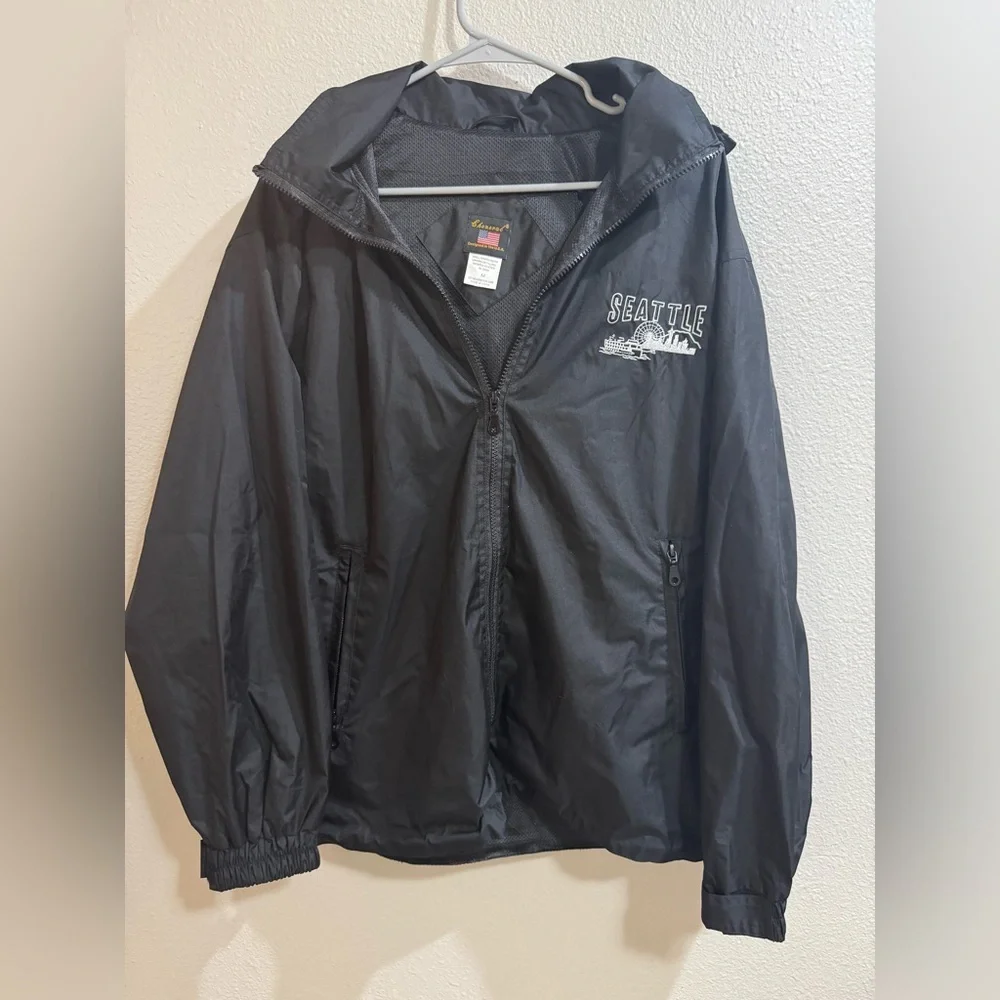 Cheneral Seattle Embroidered -black Zip Up Jacket |medium -Removable Hood USA